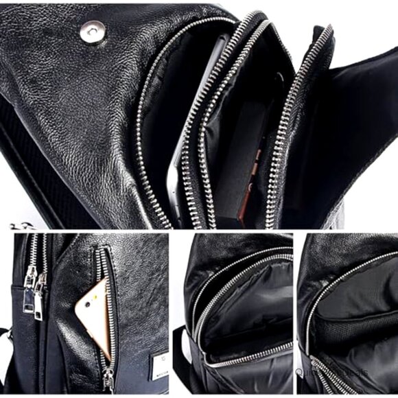 Large PU Leather Sling Backpack Crossbody Bag Travel Daypack Adjustable main image 6